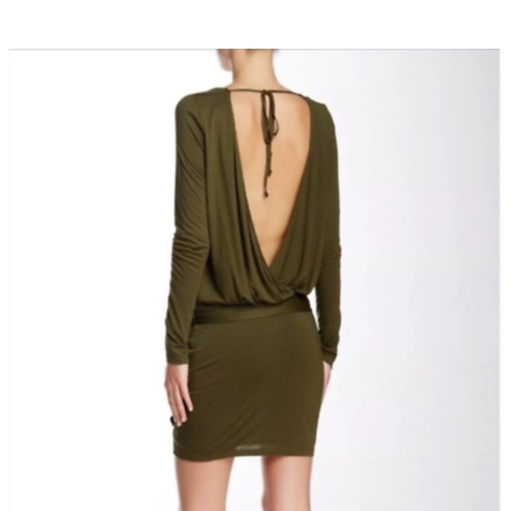 Haute Hippie Olive Backless Drape Dress: Size 4